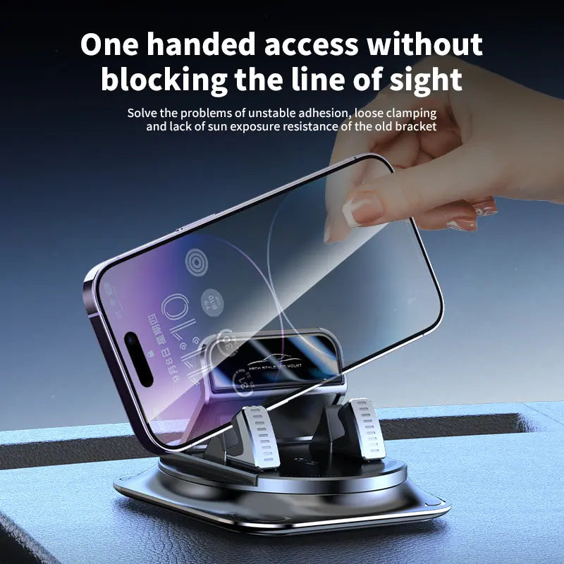 360° Adjustable Car Phone Holder – Suction Cup Dashboard Mount for Navigation – Horizontal & Vertical Screen Adjustment – Compatible with iPhone & Android