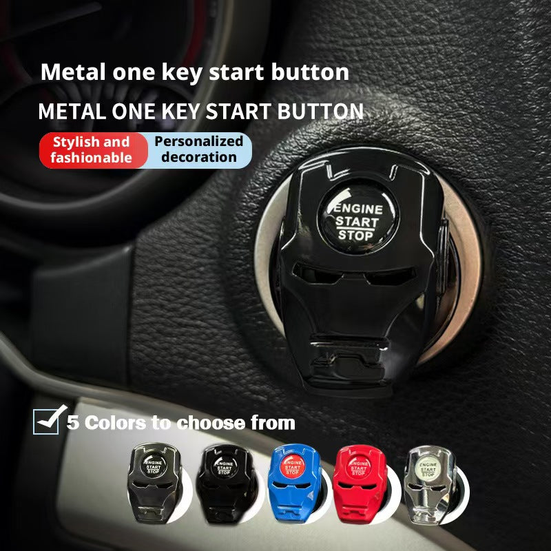 Superhero Style Push to Start Button Cover | Metal Flip-Up Engine Ignition Accessory | Personalized Car Interior Decoration
