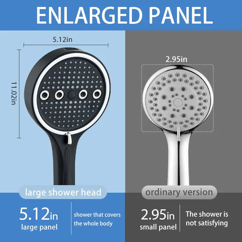 Modern Matte Black Handheld Shower Head – High-Pressure Bathroom Fixture