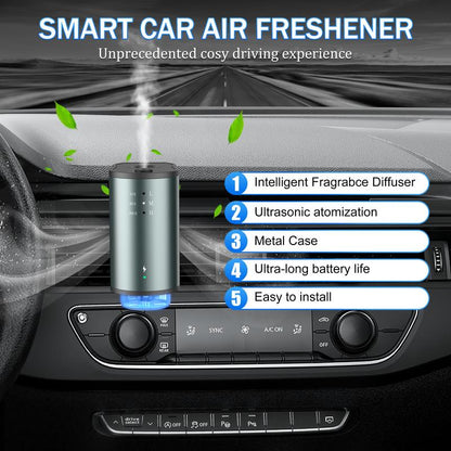 Smart Car Air Freshener & Essential Oil Diffuser | Rechargeable Auto Vent Clip Aromatherapy with 3 Adjustable Modes