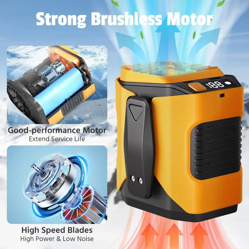 Portable Rechargeable Waist Clip Fan with 5000mAh Power Bank & LED Light