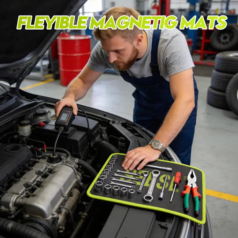 3-Piece Flexible Magnetic Tool Mat & Tray Holder – High-Strength Magnetic Organizer for Garage, Workshop & Auto Repair – Non-Slip & Scratch-Proof Mechanic Tool Accessory