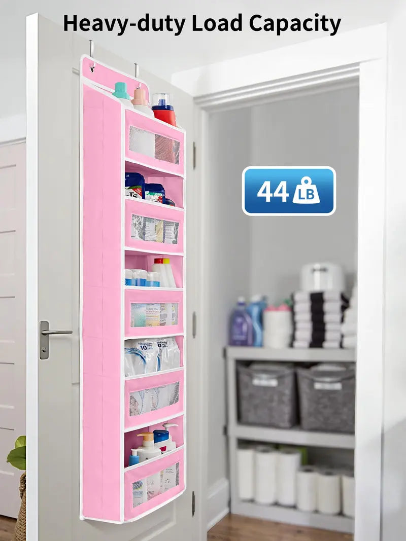 5+5 No-Drill Over-the-Door Hanging Organizer – Large Capacity Storage with Main & Side Pockets – Space-Saving Essential for Nursery, Bedroom & Bathroom
