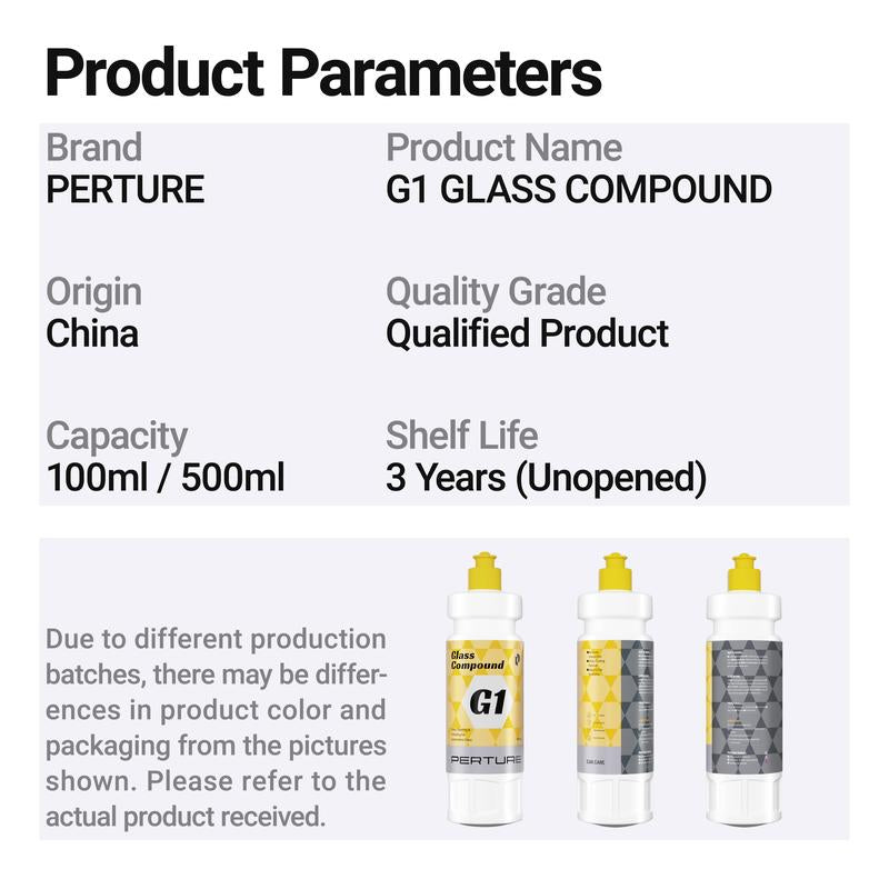 PERTURE G1 Car Glass Compound & Polish Kit | Deep Cleaning Water Spot & Oil Remover for Auto Windshields with Applicator Sponge