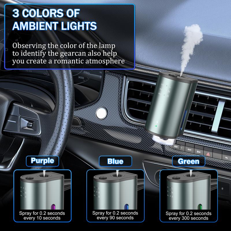 Smart Car Air Freshener & Essential Oil Diffuser | Rechargeable Auto Vent Clip Aromatherapy with 3 Adjustable Modes