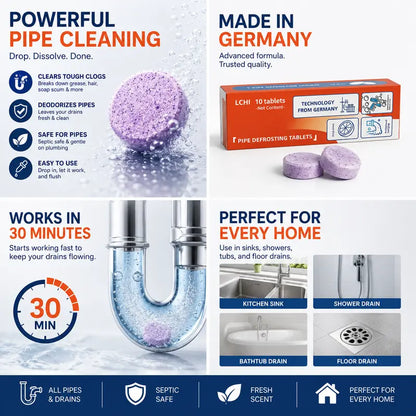 Multi-Functional Pipe Cleaning Tablets for Drains, Washing Machines & Septic Systems