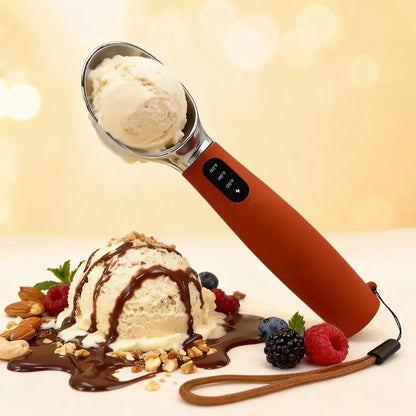 Heated Ice Cream Scoop with LED Temperature Display – 3 Heat Levels (120/140/160°F), IPX7 Waterproof & Rechargeable – Perfect Tool for Hard Ice Cream
