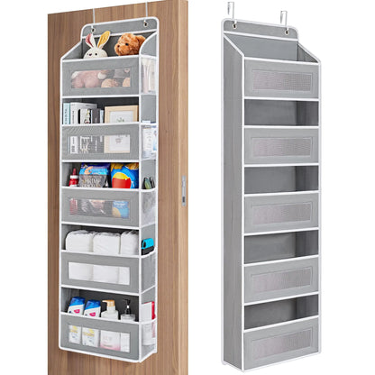 5+5 No-Drill Over-the-Door Hanging Organizer – Large Capacity Storage with Main & Side Pockets – Space-Saving Essential for Nursery, Bedroom & Bathroom