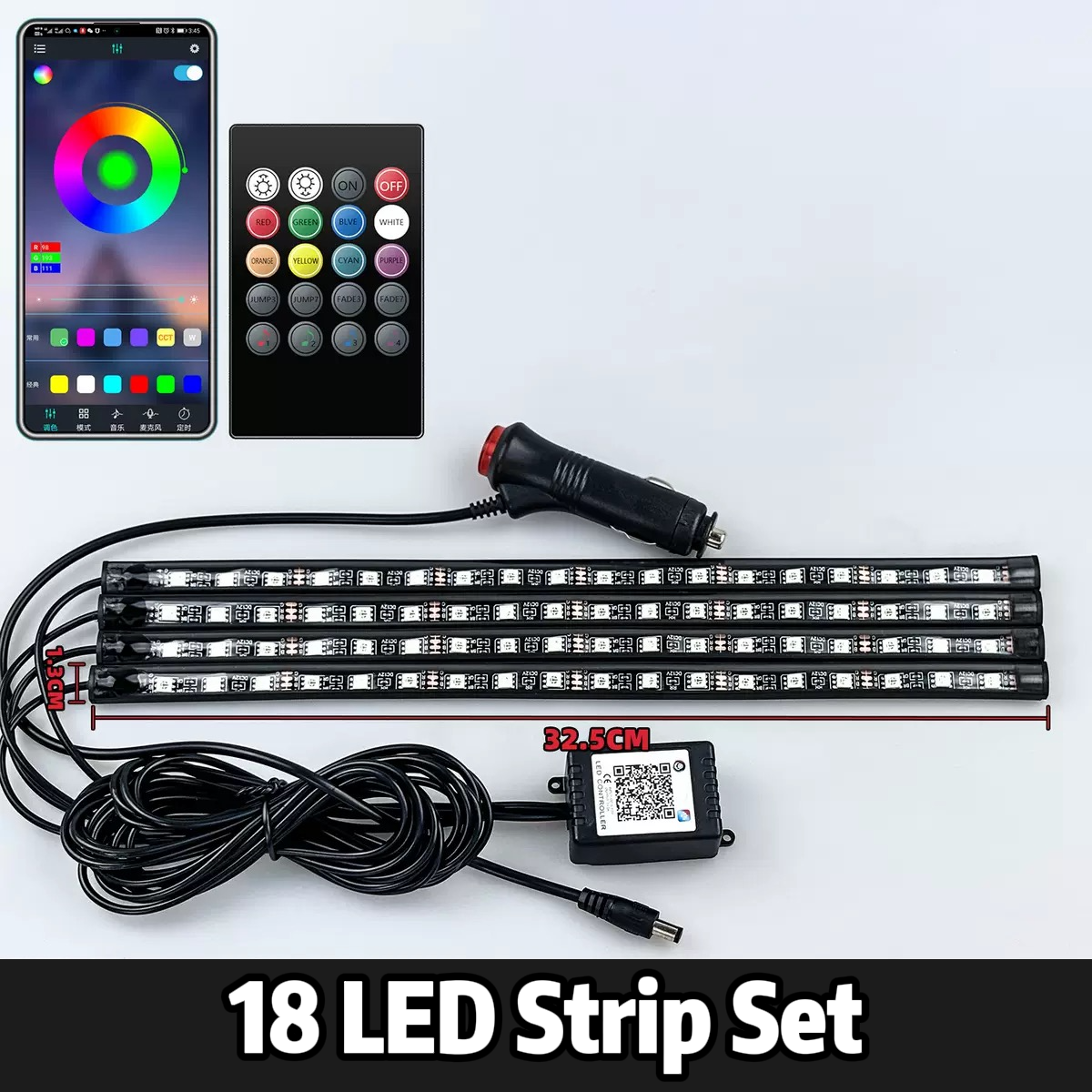 Car LED Interior Lights - 4-in-1 Smart APP & Remote Control Underdash Footwell Atmosphere Light, RGB Color Changing Music Sound Activated Automotive Neon Strip Light Kit