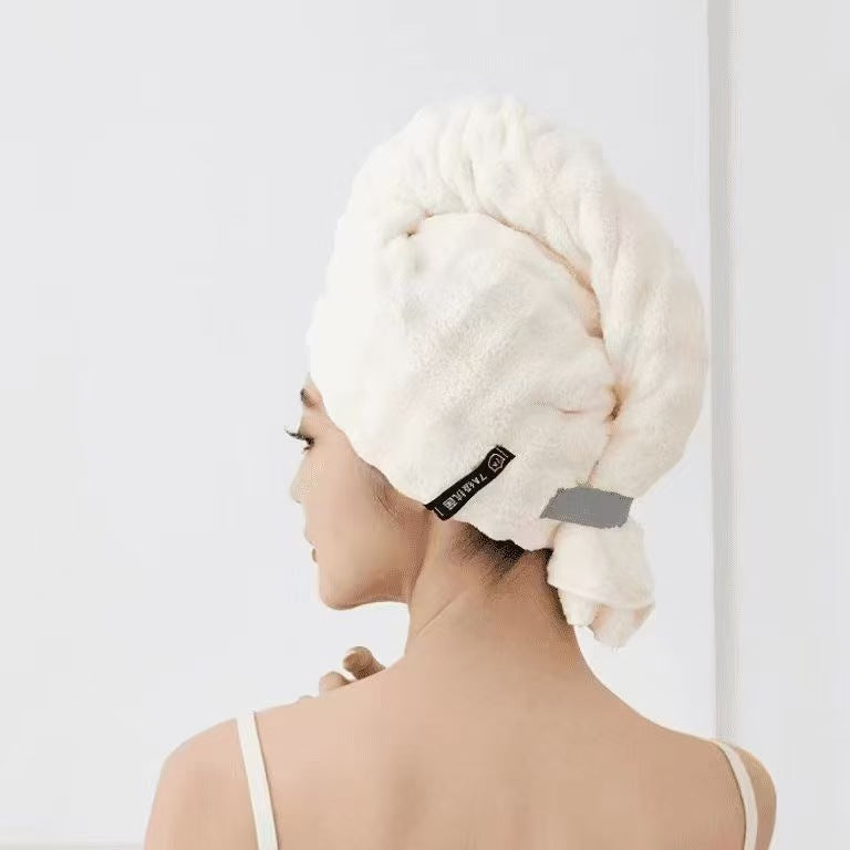 Ultra-Soft Microfiber Hair Drying Towel Wrap | Super Absorbent Anti-Frizz Turban with Secure Button | Quick-Dry Antibacterial Hair Cap