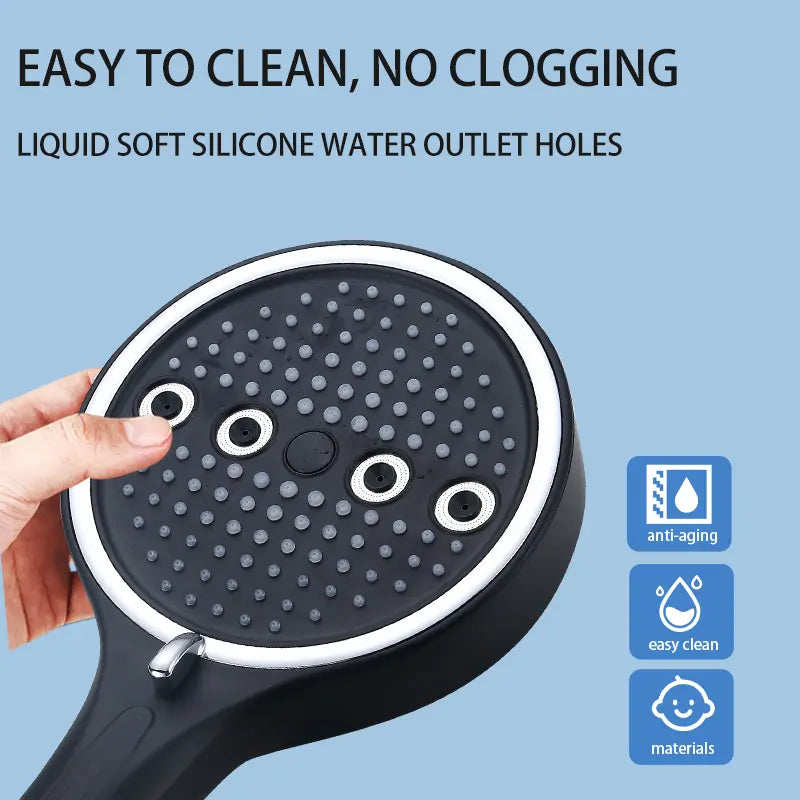 Modern Matte Black Handheld Shower Head – High-Pressure Bathroom Fixture