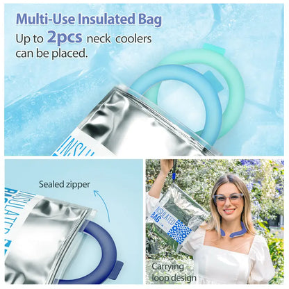 Neck Cooling Tube with Insulated Bag, Reusable Ice Ring Cooler Wearable Body Cooling Products, Neck Coolers for Hot Weather #Summervibes