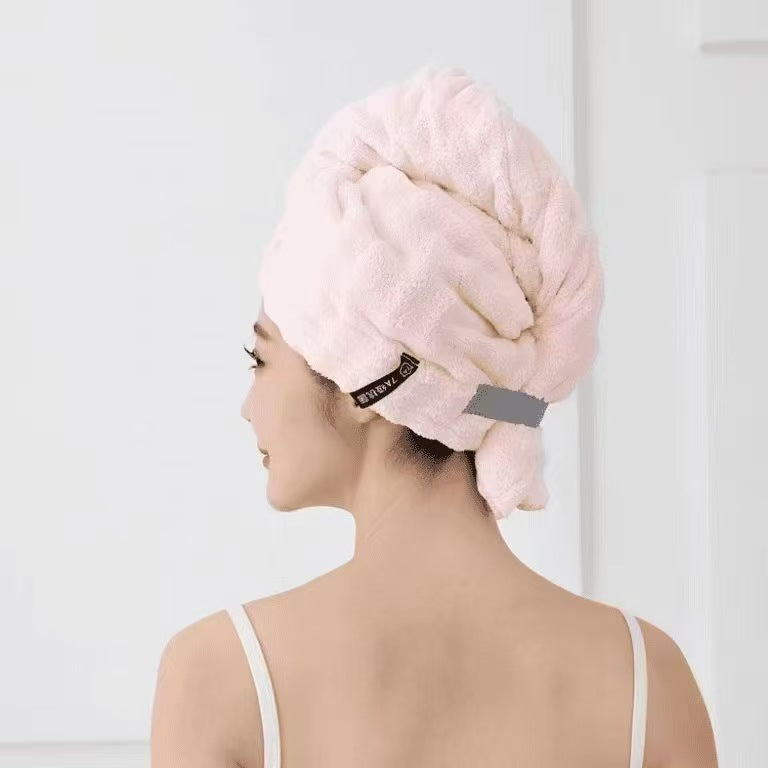 Ultra-Soft Microfiber Hair Drying Towel Wrap | Super Absorbent Anti-Frizz Turban with Secure Button | Quick-Dry Antibacterial Hair Cap