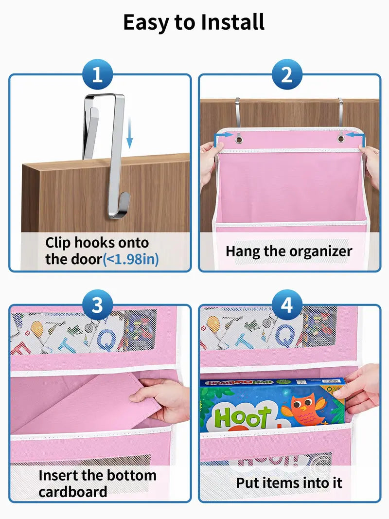 5+5 No-Drill Over-the-Door Hanging Organizer – Large Capacity Storage with Main & Side Pockets – Space-Saving Essential for Nursery, Bedroom & Bathroom