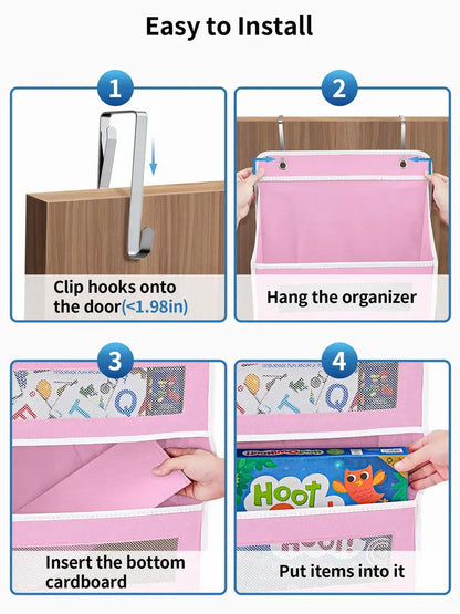 5+5 No-Drill Over-the-Door Hanging Organizer – Large Capacity Storage with Main & Side Pockets – Space-Saving Essential for Nursery, Bedroom & Bathroom