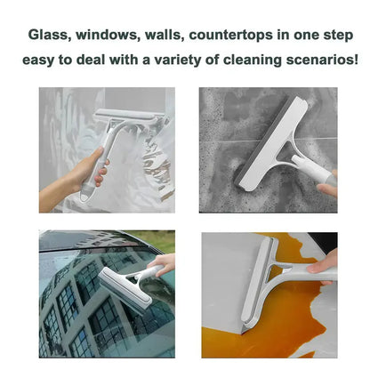 3-in-1 Glass Cleaner Squeegee – Spray, Scrub & Wipe Cleaning Tool for Home Windows, Mirrors & Car Windscreens – All-in-One Efficient Glass Care