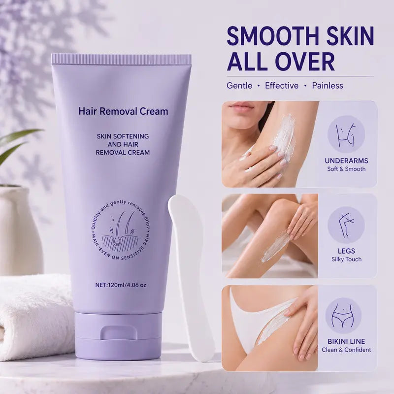 Gentle Hair Removal Cream for Sensitive Skin – Fast & Painless Depilatory for Underarm, Bikini & Body – No Razor Bumps, Smooth Results in 5-10 Minutes