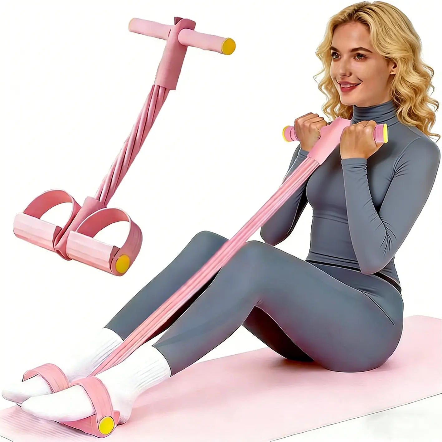 Pedal Resistance Band with 8-Tube Elastic Pull Rope