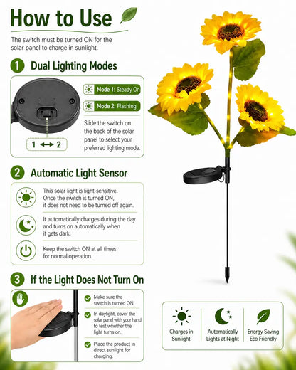 LED Solar Sunflower Garden Stake Lights