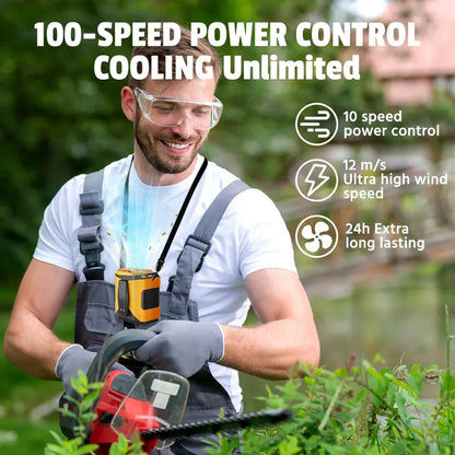 Portable Rechargeable Waist Clip Fan with 5000mAh Power Bank & LED Light