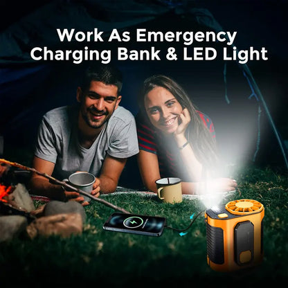 Portable Rechargeable Waist Clip Fan with 5000mAh Power Bank & LED Light