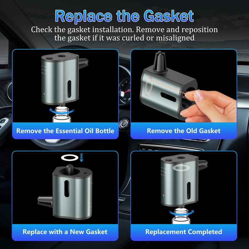 Smart Car Air Freshener & Essential Oil Diffuser | Rechargeable Auto Vent Clip Aromatherapy with 3 Adjustable Modes