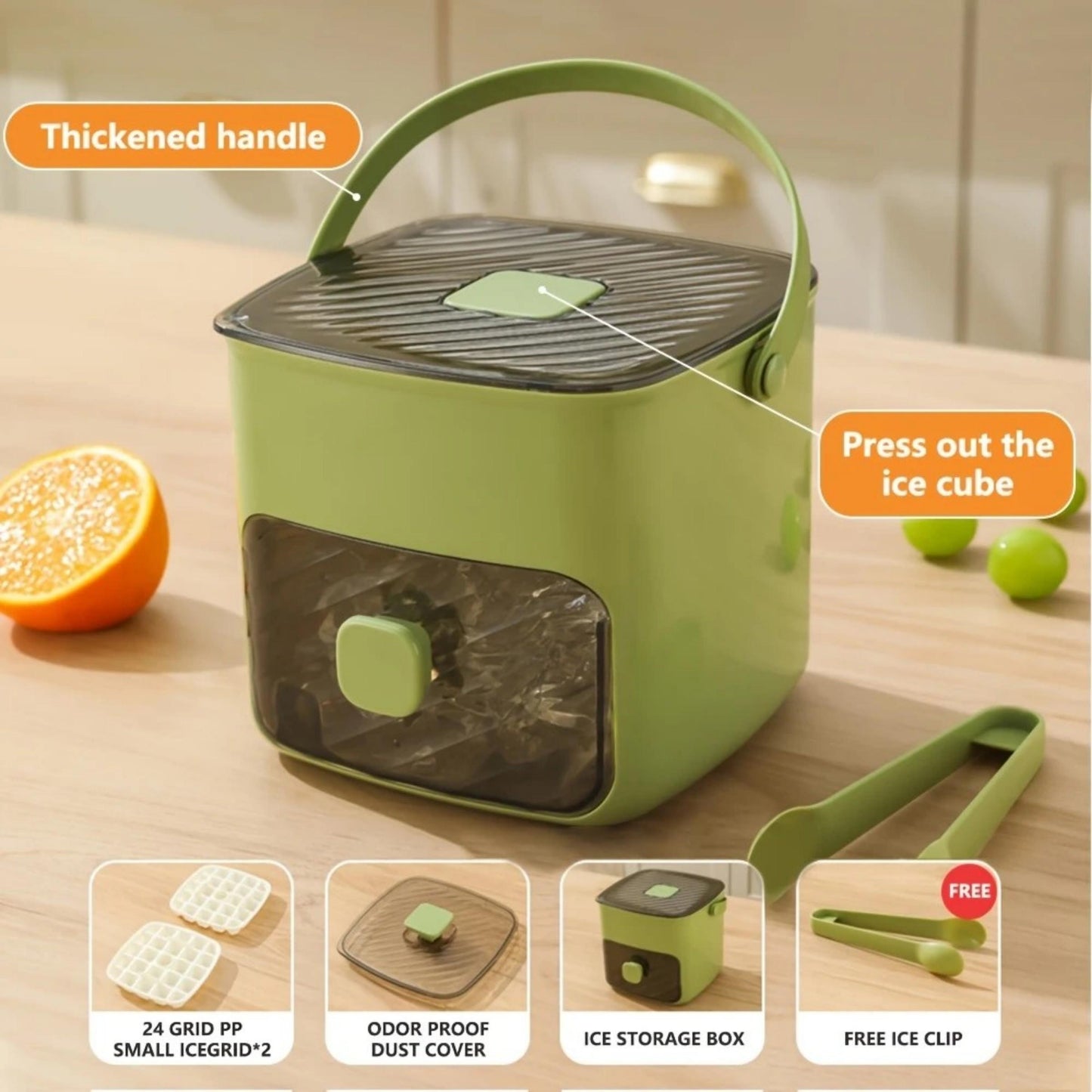 Portable Ice Maker & Storage Bucket – All-in-One Space-Saving Ice Solution for Home & Outdoor