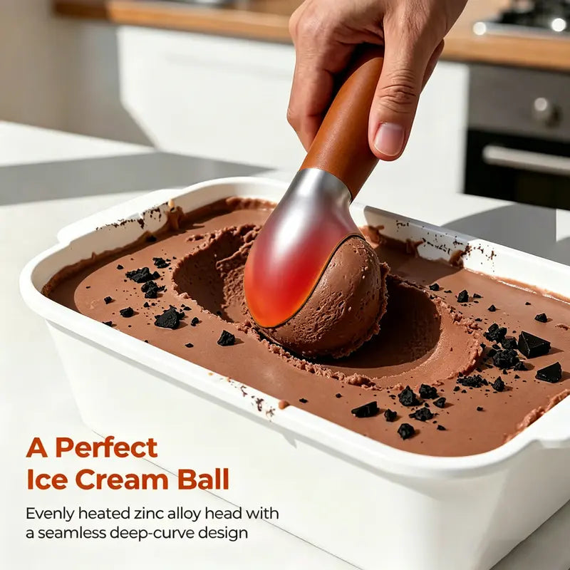 Heated Ice Cream Scoop with LED Temperature Display – 3 Heat Levels (120/140/160°F), IPX7 Waterproof & Rechargeable – Perfect Tool for Hard Ice Cream