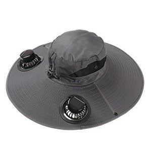 Solar-Powered Cooling Fan Bucket Hat – Dual-Power Rechargeable Sun Protection Hat for Golf, Hiking & Outdoor Events – Lightweight & Water-Resistant Unisex Design