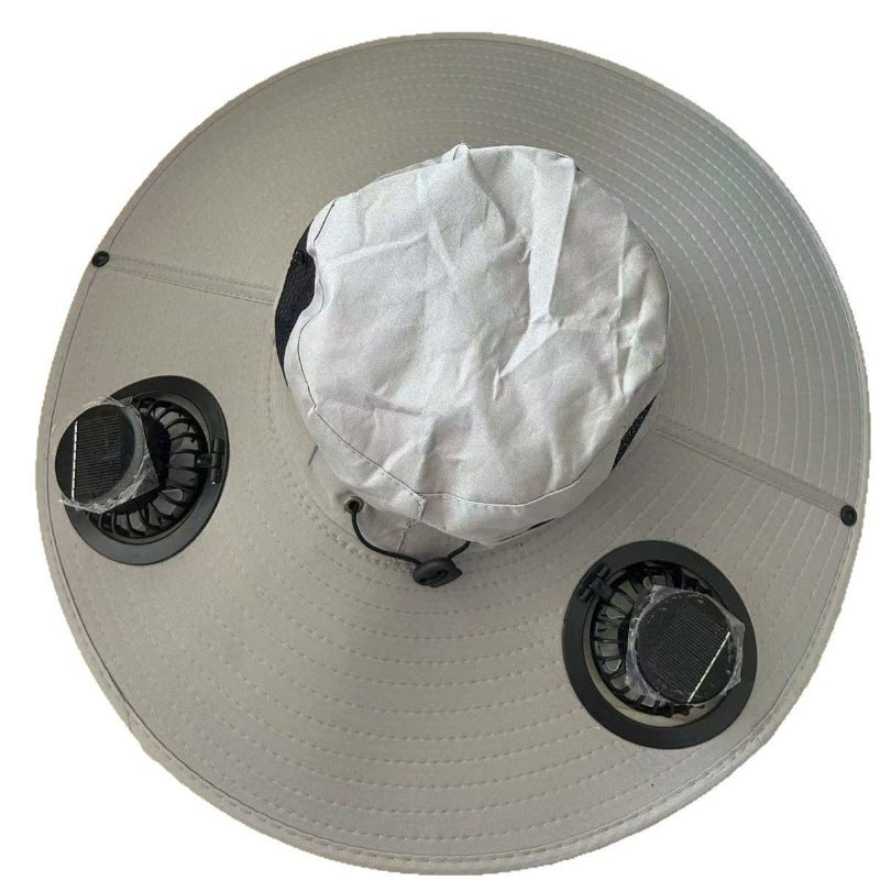 Solar-Powered Cooling Fan Bucket Hat – Dual-Power Rechargeable Sun Protection Hat for Golf, Hiking & Outdoor Events – Lightweight & Water-Resistant Unisex Design
