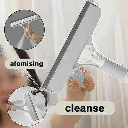 3-in-1 Glass Cleaner Squeegee – Spray, Scrub & Wipe Cleaning Tool for Home Windows, Mirrors & Car Windscreens – All-in-One Efficient Glass Care