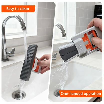 Mini Foldable Self-Squeezing Floor Mop with 3 Sponge Heads