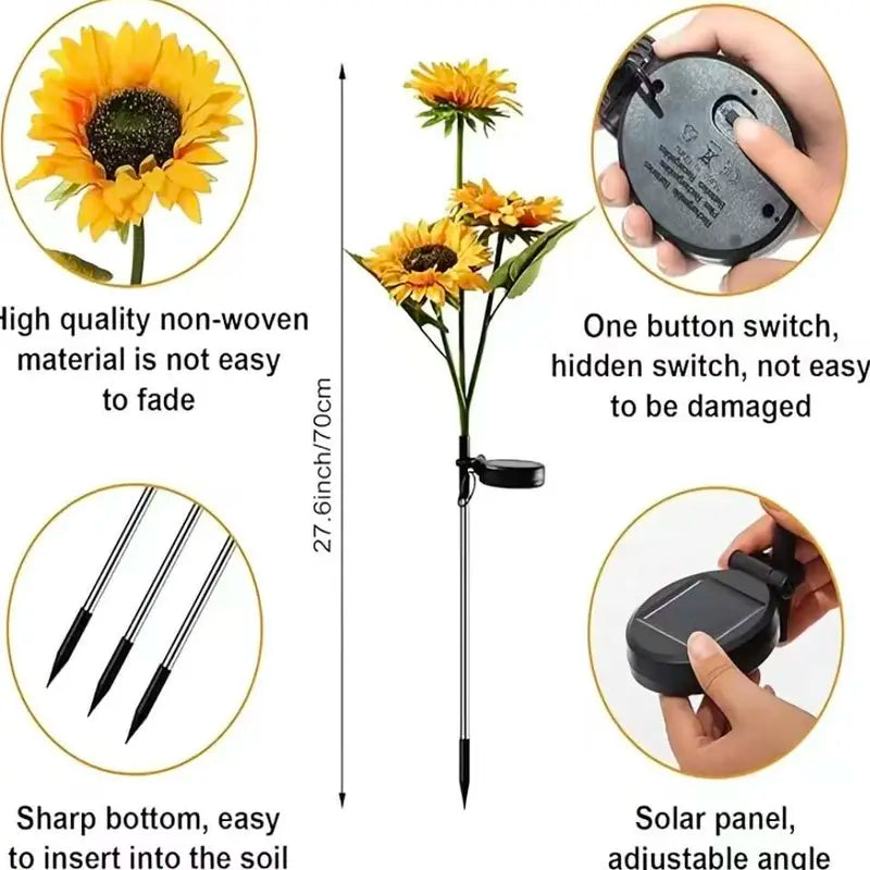LED Solar Sunflower Garden Stake Lights