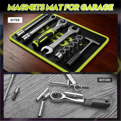 3-Piece Flexible Magnetic Tool Mat & Tray Holder – High-Strength Magnetic Organizer for Garage, Workshop & Auto Repair – Non-Slip & Scratch-Proof Mechanic Tool Accessory