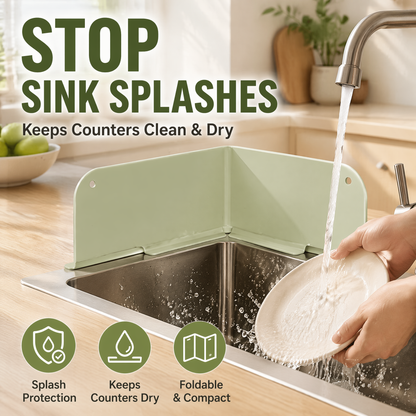 Foldable Silicone Sink Splash Guard – Suction Cup Countertop Water Barrier