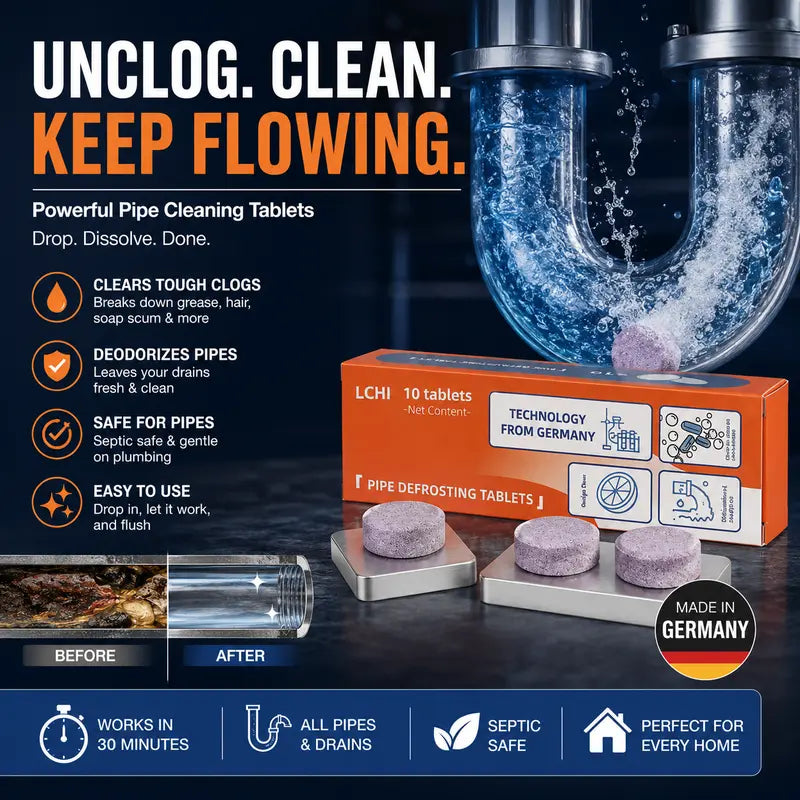 Multi-Functional Pipe Cleaning Tablets for Drains, Washing Machines & Septic Systems