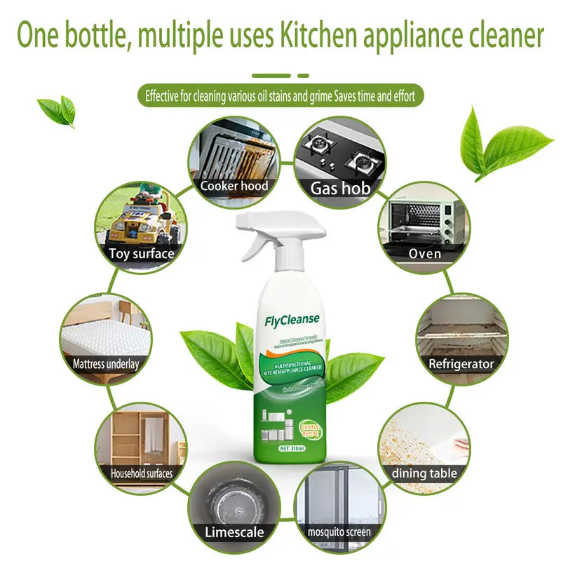 Natural Enzyme Formula Kitchen Cleaning Spray - Fast-Acting Household Grease & Mold Remover Liquid, for Kitchen Stoves & Range Hoods, 318 ml Bottle, 24-Month Shelf Life, Father's Day Gift Idea,summerwins