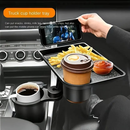 Multi-Functional Car Console Organizer – Extendable Dining Tray, Storage Trays & Extended Cup Holders for Front & Rear Seats – No Power Required