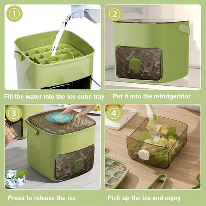 Portable Ice Maker & Storage Bucket – All-in-One Space-Saving Ice Solution for Home & Outdoor