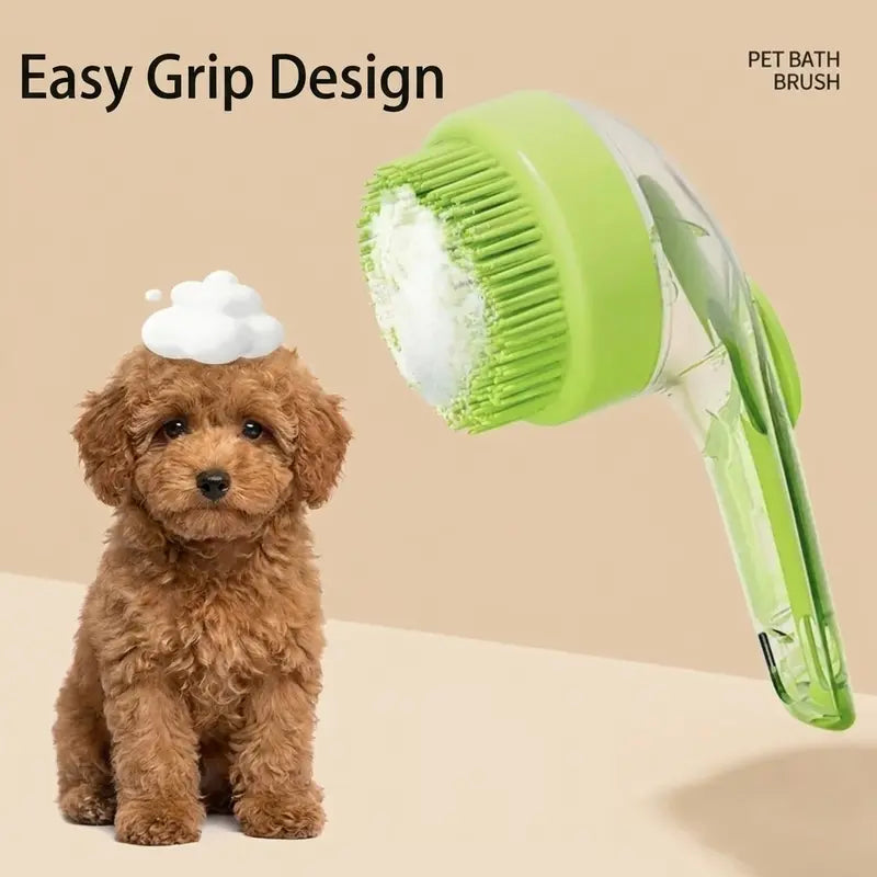 2-in-1 Pet Bath & Grooming Brush with Soap Dispenser