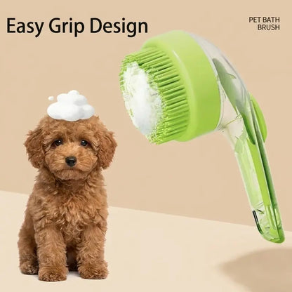 2-in-1 Pet Bath & Grooming Brush with Soap Dispenser