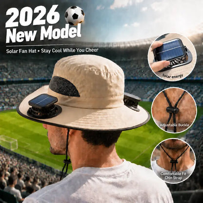 Solar-Powered Cooling Fan Bucket Hat – Dual-Power Rechargeable Sun Protection Hat for Golf, Hiking & Outdoor Events – Lightweight & Water-Resistant Unisex Design