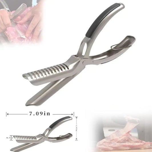 Summervibes BBQ Rib，Rib BBQ Membrane Remover Stainless Steel Tool Kit， with Arc Clamp & Non-Slip Grip Ergonomic Design for Effortless Meat Cleaning & Outdoor Grillin Dishwasher Safe BBQ Accessories
