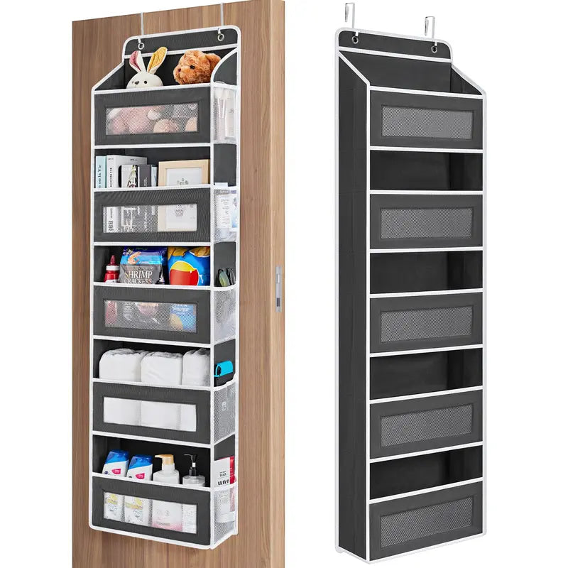 5+5 No-Drill Over-the-Door Hanging Organizer – Large Capacity Storage with Main & Side Pockets – Space-Saving Essential for Nursery, Bedroom & Bathroom