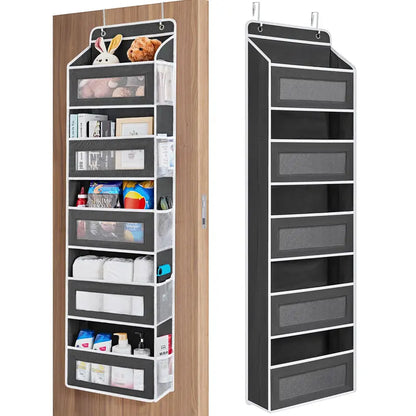5+5 No-Drill Over-the-Door Hanging Organizer – Large Capacity Storage with Main & Side Pockets – Space-Saving Essential for Nursery, Bedroom & Bathroom