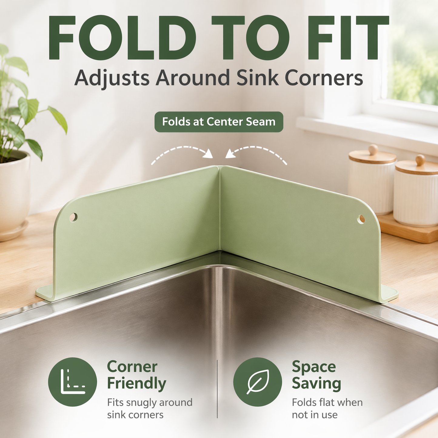 Foldable Silicone Sink Splash Guard – Suction Cup Countertop Water Barrier