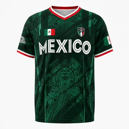 2026 Mexico Soccer Jersey – Chichén Itzá Pyramid Graphic Retro Top – All-Over Print Casual Sportswear for All Seasons