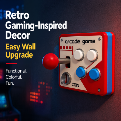 Retro Arcade Game Light Switch Panel Cover – Decorative Gamer Wall Plate for Game Rooms, Bedrooms & Man Caves – Nostalgic Arcade Joystick Design