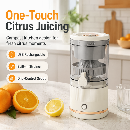 Luxe Portable Electric Citrus Juicer – One-Touch Wireless Automatic Orange Squeezer