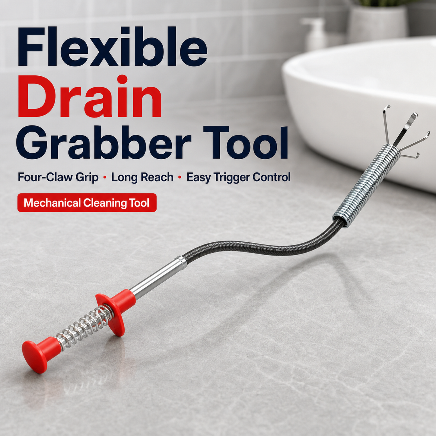 Four-Claw Flexible Drain Extractor – Precision Pipe Cleaning Tool & Claw Picker for Bathroom Sink, Shower & Kitchen Clogs – Easy-to-Use Home Maintenance Accessory